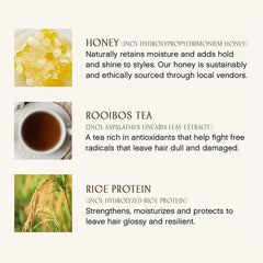 INNERSENSE ingredients label highlighting organic honey and rooibos tea for nourishing care