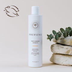 INNERSENSE shampoo lather texture closeup showing gentle creamy foam benefit