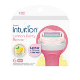 INTUITION Schick front pack showing six refill cartridges and benefits