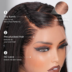 Iris Queen flat lay showing full 28-inch length and 220% density for volume