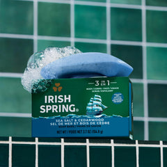 Irish Spring close-up of bar texture with scrub particles for effective exfoliation