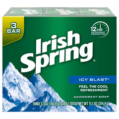Irish Spring Icy Blast front packaging showing fresh bar and cooling scent