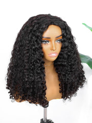 ISEE side profile worn half wig showing natural volume and blend