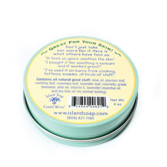 Island Soap & Candle Works flatlay of natural ingredients highlighting plantain, olive oil benefits