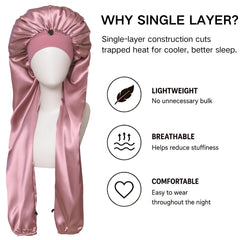 Isshin Beauty bonnet worn while sleeping keeping hair covered and frizz-free