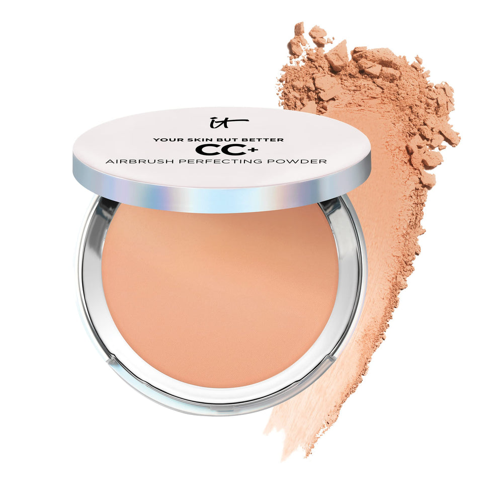 IT Cosmetics product front packaging showing compact and label, conveys easy application benefits