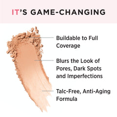 IT Cosmetics open powder texture close-up showing fine milled finish and soft-focus effect