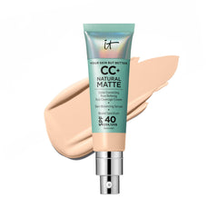 IT Cosmetics front packaging showing CC+ Natural Matte Fair shade and SPF benefit