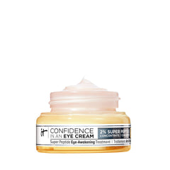 IT Cosmetics front jar packaging showing product and branding, highlights compact design