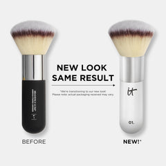 IT Cosmetics bristles close-up displaying plush synthetic fibers for smooth powder blending