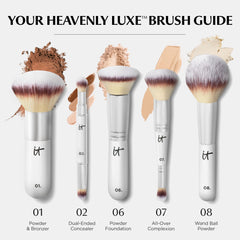 IT Cosmetics brush in use applying bronzer for an even, airbrushed finish on cheek