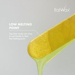 Italwax argan wax beads close-up highlighting clear jelly texture and easy melting