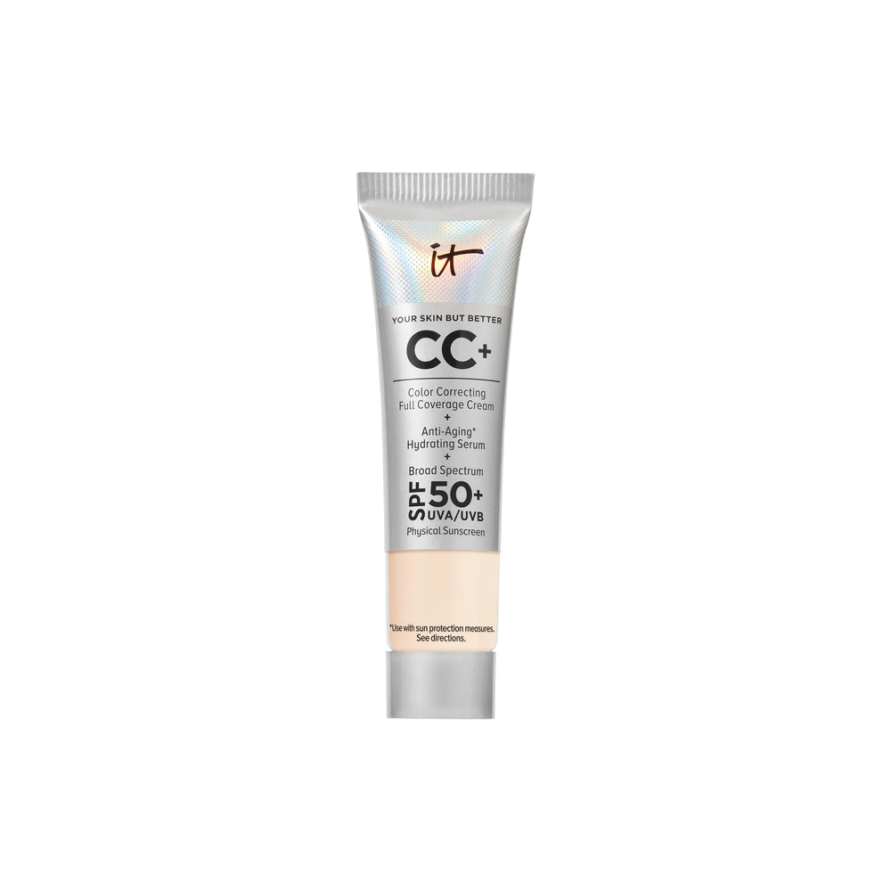 IT Cosmetics mini CC+ cream front bottle showing compact travel-size benefit