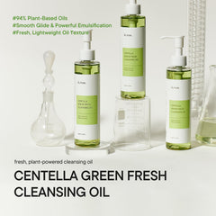 IUNIK Centella cleansing oil pouring texture demonstrating quick makeup dissolution