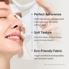 IUNIK cellulose sheet texture detail for snug fit and serum transfer