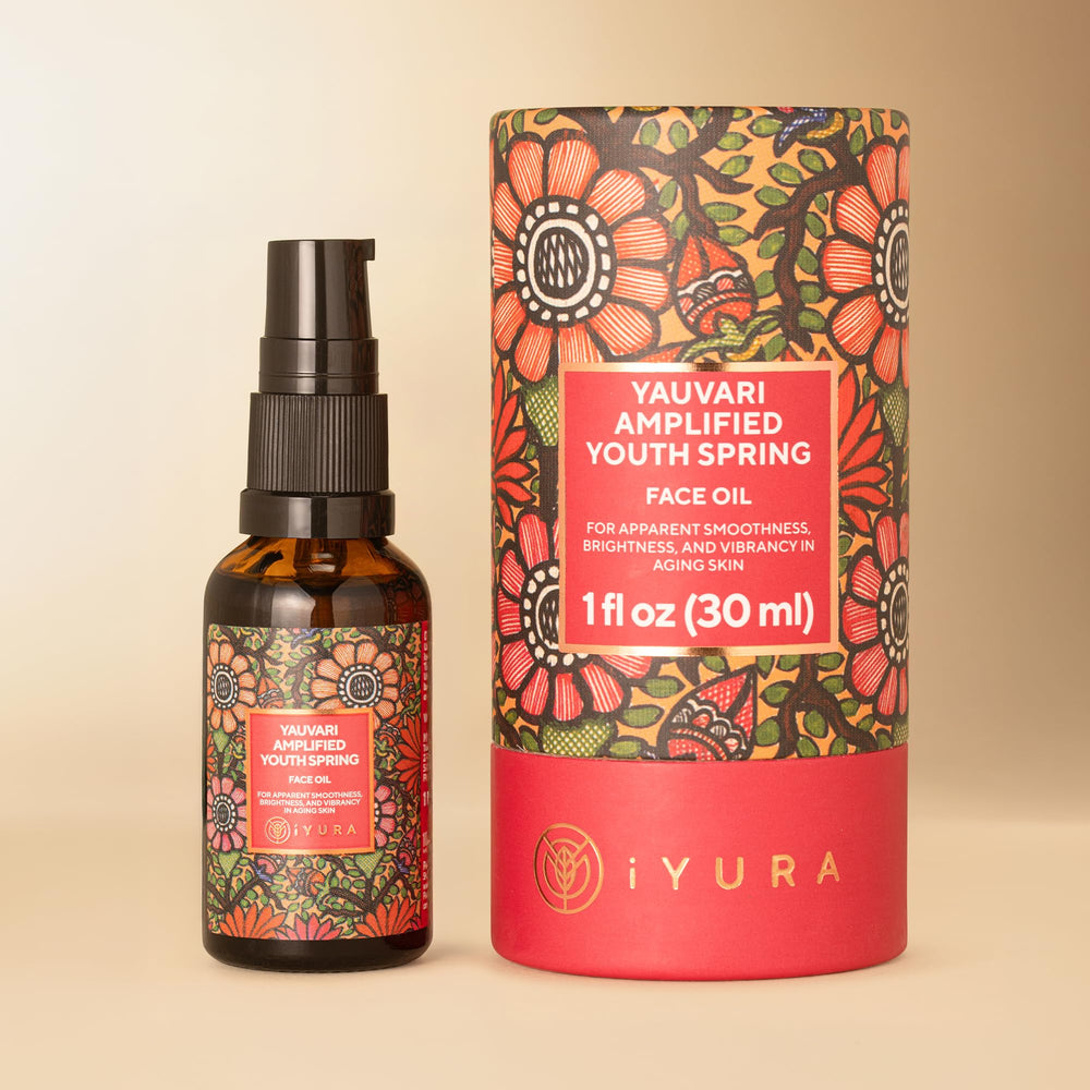 iYURA Yauvari front bottle showing label and clear oil benefits