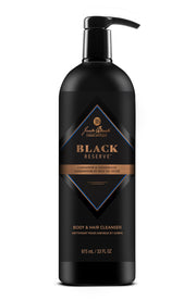 Jack Black front bottle showing cardamom cedarwood scent and large 33 oz size benefit