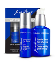 Jack Black booster pack front view showing both serum and eye rescue, clear routine starter