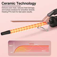 JAETON closeup of 9mm tourmaline ceramic barrel showing smooth surface for even heat