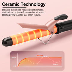 JAETON close-up of ceramic tourmaline barrel for even heat and reduced frizz
