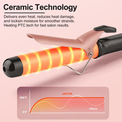 JAETON ceramic tourmaline barrel close-up to reduce frizz and boost shine