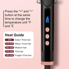 JAETON curling wand next to ruler showing 1.25-inch barrel for loose curls