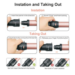 JAETON three interchangeable barrels displayed, showing styling versatility