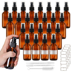 Jaisie.W front view of 24 amber glass spray bottles showing neat packaging and value