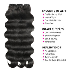 Jaliyah close-up of double machine weft demonstrating secure stitching and reduced shedding