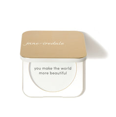 jane iredale compact front view in gold showing durable aluminum shell and sleek finish for protection