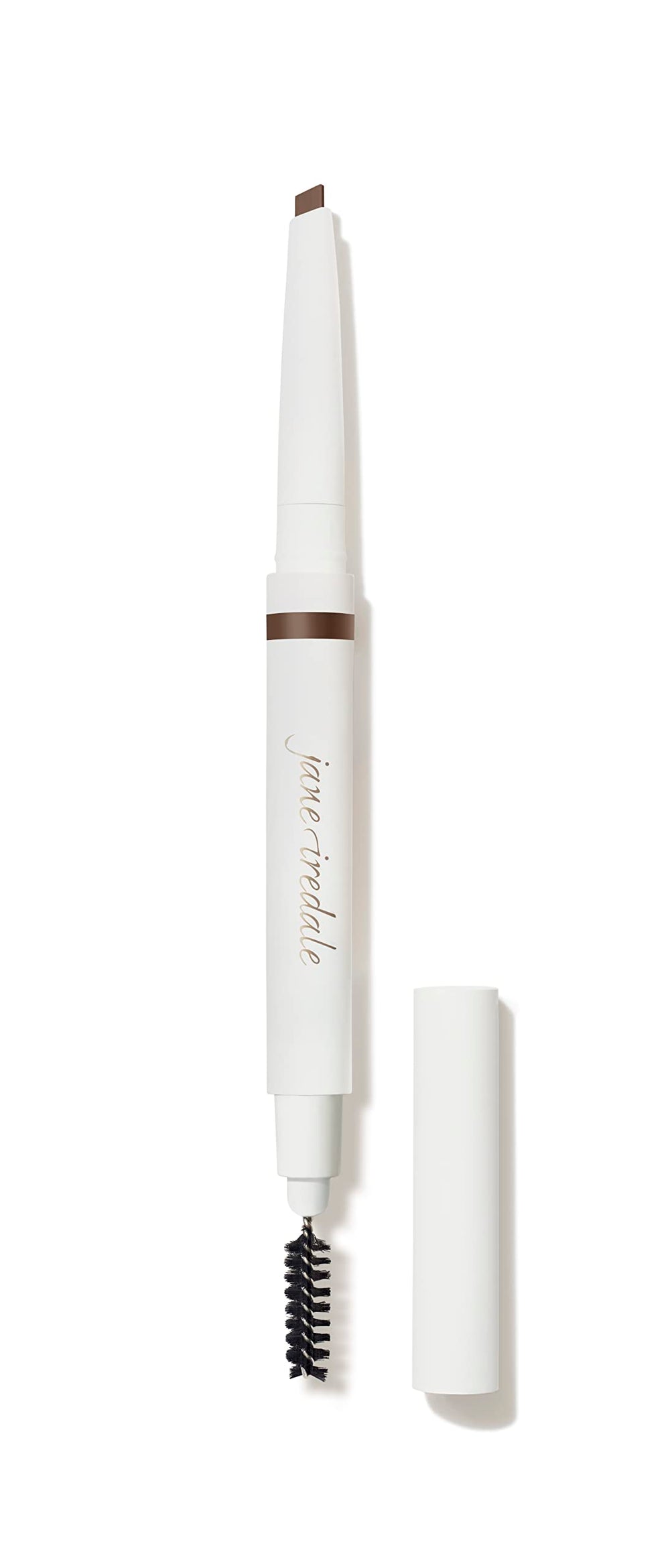 jane iredale PureBrow front view showing slim retractable pencil and spoolie, easy portability