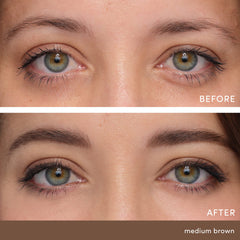 jane iredale PureBrow spoolie detail blending color and fluffing brows for softer finish