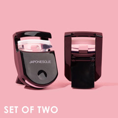 JAPONESQUE curler held in hand showing travel size and easy storage benefit