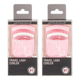 JAPONESQUE travel eyelash curler front view showing compact pink design and portability