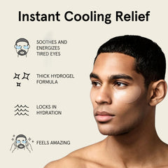 JAXON LANE patch applied under a man’s eye demonstrating quick refresh