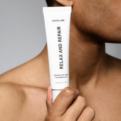 JAXON LANE dispensed cream on fingertip showing lightweight, non-greasy finish