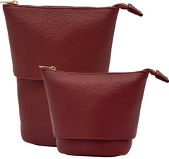 JAZD burgundy front packaging showing compact portable cosmetic case benefit portability