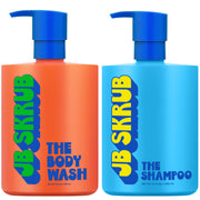 JB SKRUB front packaging showing 14oz bottle and clean design benefits lightweight daily use