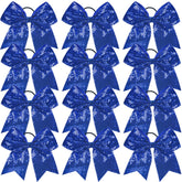 Jeffan blue sequin bow front showing bold sparkle and polished look