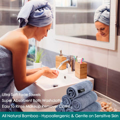 JEFFSUN cloth removing makeup from face, demonstrating gentle effective cleansing