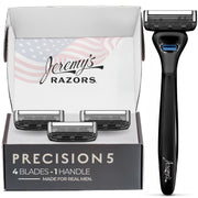 Jeremy's razor front packaging showing kit contents and benefits