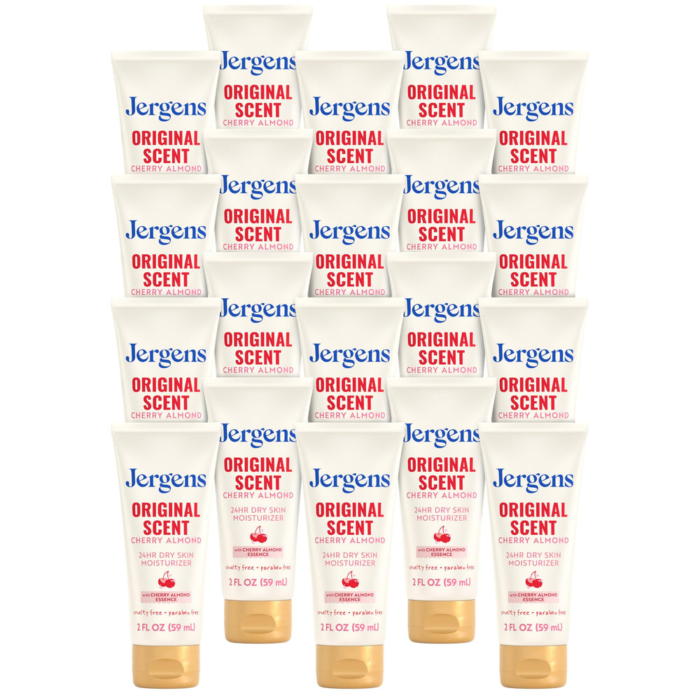 Jergens tube front packaging showing cherry almond scent and benefit