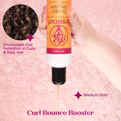 Jessicurl product being raked through wet curls for even distribution