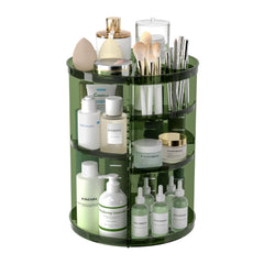 Jiavarry front view showing clear green organizer and organized cosmetics for quick access