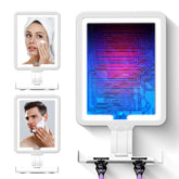 JJhxr front view of fogless shower mirror showing sleek design and easy install benefit
