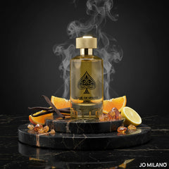 Jo Milano parfum being sprayed on wrist demonstrating application benefit