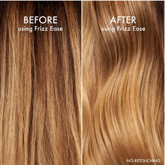 John Frieda applying serum to damp hair for anti‑frizz protection