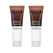 John Frieda front packaging showing bottle and 2-pack, promotes product recognition and trust
