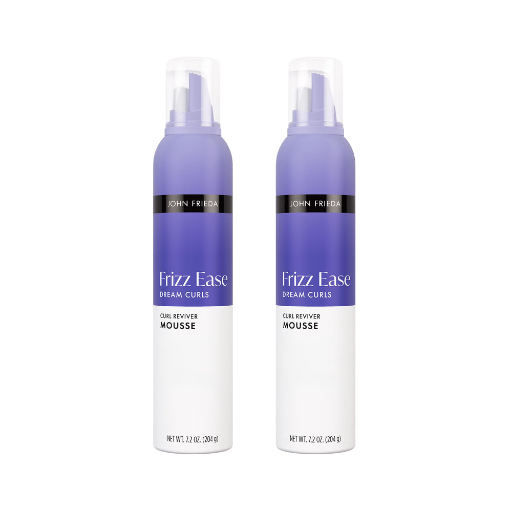 John Frieda front packaging showing Dream Curls mousse, defines curls