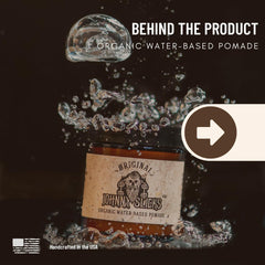 Johnny Slicks label detail highlighting organic oils and ingredient transparency
